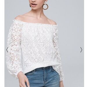WHBM Lace Off Shoulder Boho Top